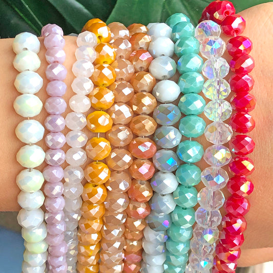 AAA Faceted AB Colors Rondelle Crystal Glass Beads Loose Spa
